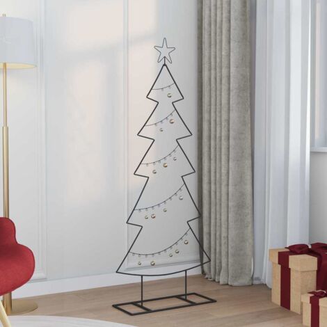 vidaXL Albero di Natale in metallo con supporto Nero 150 cm
