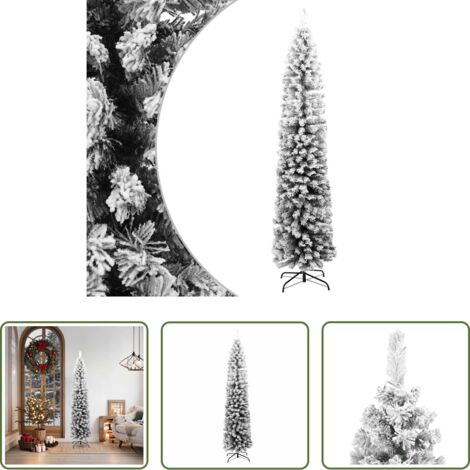 vidaXL Albero di natale in PVC -  Albero di Natale Artificiale con Neve Fioccata Verde 180 cm PVC