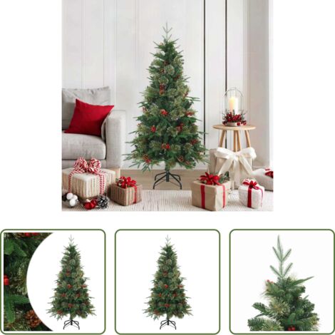 vidaXL Albero di Natale in PVC -  Albero di Natale Artificiale con Rami Pieghevoli Verde 150 cm