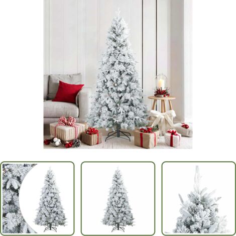 vidaXL Albero di Natale in PVC -  Albero di Natale Artificiale Snodato Foderato di Neve Bianco