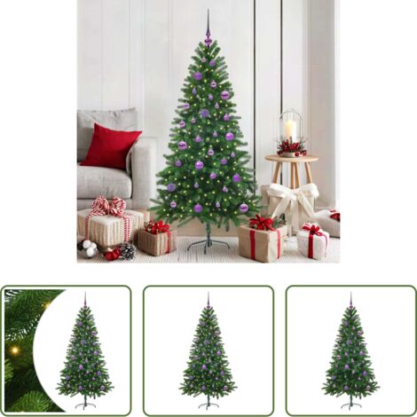 vidaXL Albero di Natale in PVC -  Albero di Natale con 150 LED con supporto Verde 150 cm PE