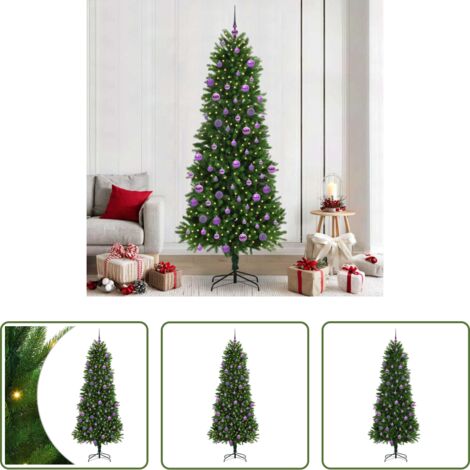 vidaXL Albero di Natale in PVC -  Albero di Natale con 300 LED con supporto Verde 240 cm PE