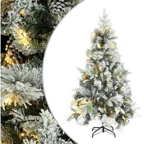 vidaXL Albero di Natale Innevato Preilluminato Pigne 195cm in PVC e PE