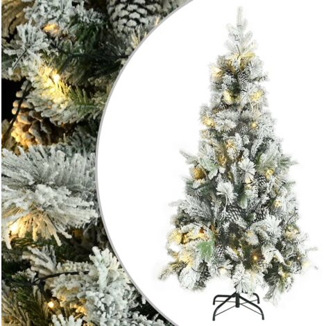 vidaXL Albero di Natale Innevato Preilluminato Pigne 225cm in PVC e PE