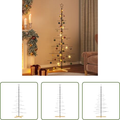 vidaXL Albero di Natale moderno -  Albero di Natale in Metallo con Base in Legno Nero 180 cm