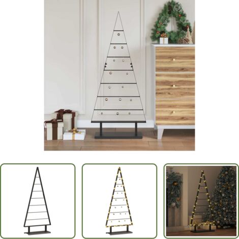 vidaXL Albero di Natale Nero -  Albero di Natale in metallo con supporto Nero 125,5 cm Acciaio