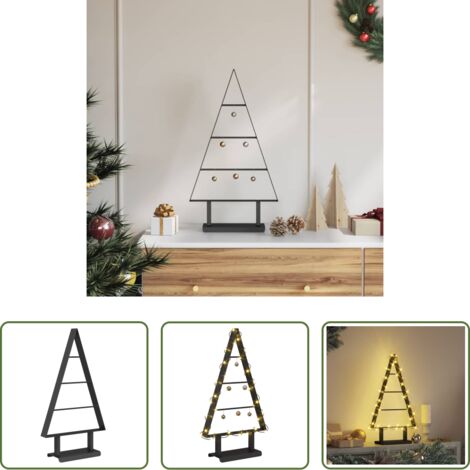 vidaXL Albero di Natale Nero -  Albero di Natale in metallo con supporto Nero 60 cm Acciaio