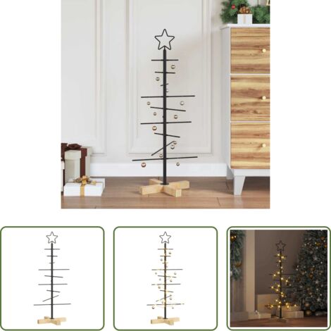 vidaXL Albero di Natale Nero -  Albero di Natale in metallo con supporto Nero 89 cm