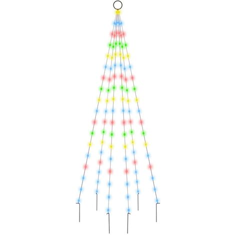 vidaXL Albero di Natale Pennone Colorato 108 LED 180 cm