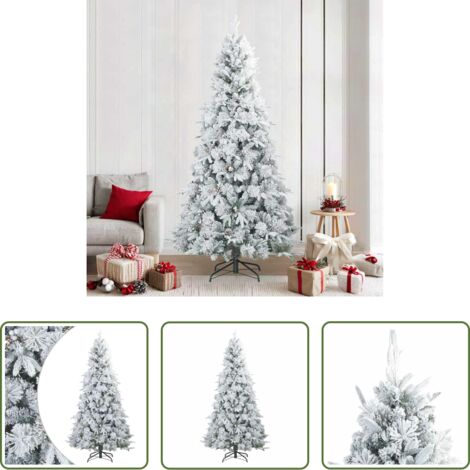 vidaXL Albero di Natale per esterno -  Albero di Natale Artificiale Snodato Foderato di Neve Bianco