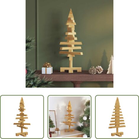 vidaXL Albero di Natale per Soggiorno -  Albero di Natale in legno Marrone 60 cm Legno di pino massello
