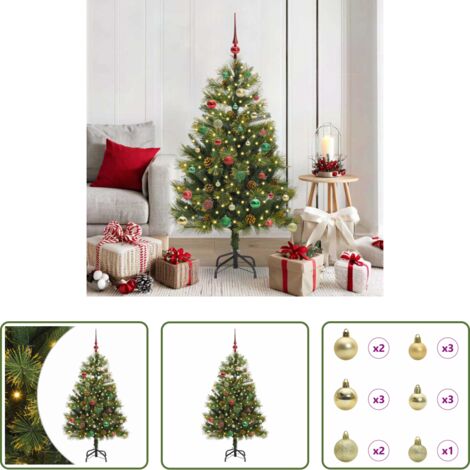 vidaXL Albero di Natale pieghevole -  Albero di Natale artificiale pieghevole con coni Verde 150 cm