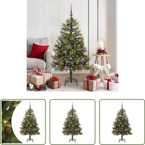 vidaXL Albero di Natale pieghevole -  Albero di Natale artificiale pieghevole con coni Verde 150 cm