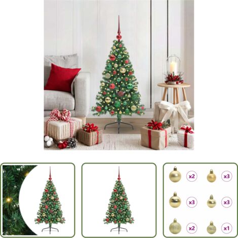 vidaXL Albero di Natale Pre-Lit -  Albero di Natale artificiale con luci integrate Verde 120 cm