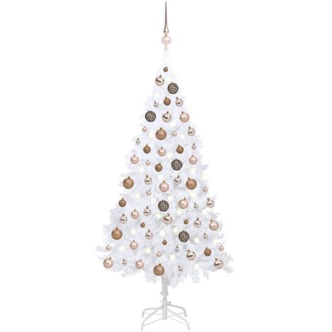 vidaXL Albero di Natale Preilluminato con Palline Bianco 120 cm PVC