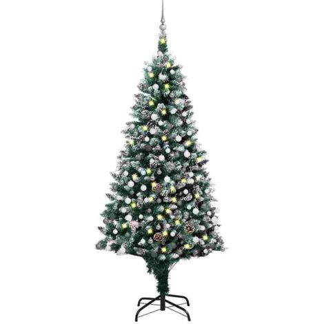 vidaXL Albero di Natale Preilluminato con Palline e Pigne 210 cm
