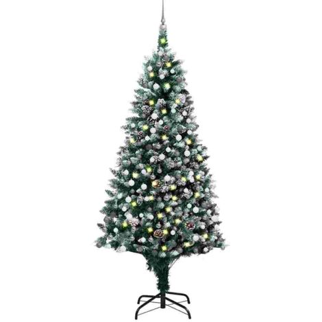 vidaXL Albero di Natale Preilluminato con Palline e Pigne 240 cm