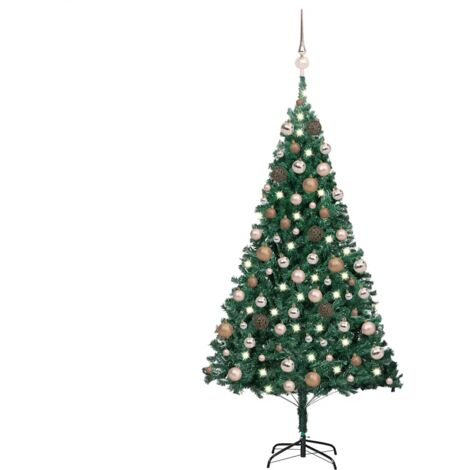 vidaXL Albero di Natale Preilluminato con Palline Verde 150 cm