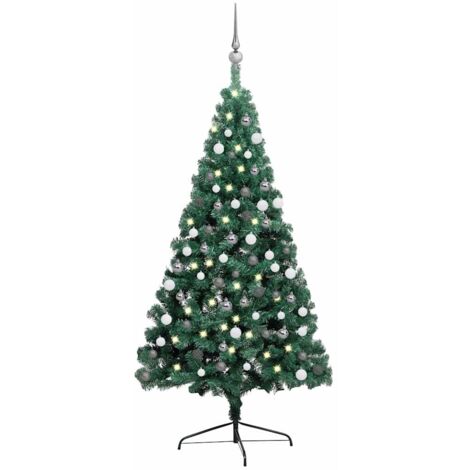 vidaXL Albero di Natale Preilluminato con Supporto Verde 120 cm PVC