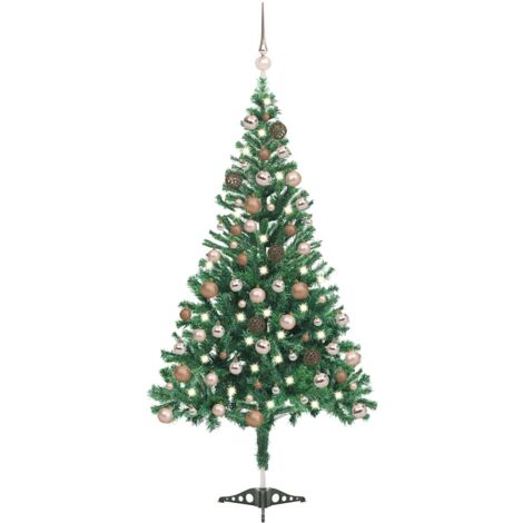 vidaXL Albero di Natale Preilluminato Palline Bianco 180 cm 564 Rami