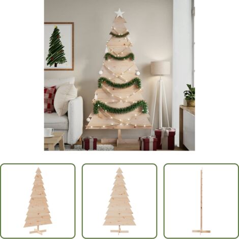 vidaXL Albero di Natale Rustico -  Albero di Natale Decorativo in Legno 180 cm Legno Massello Pino