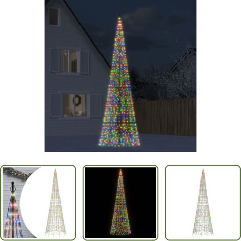 vidaXL Albero di Natale su pennone -  Albero di Natale a LED 1534 LED Colorato 500 cm