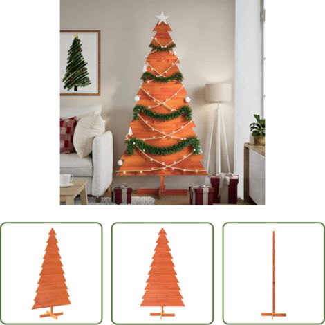 vidaXL Albero in legno -  Albero di Natale Marrone Cera 180 cm in Legno Massello di Pino