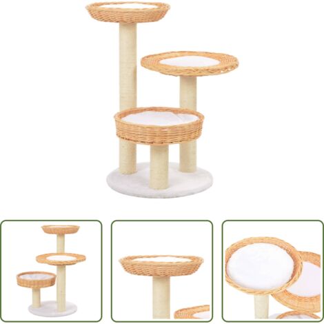 vidaXL Albero in salice -  Albero per Gatti con Tiragraffi in Legno di Salice Naturale