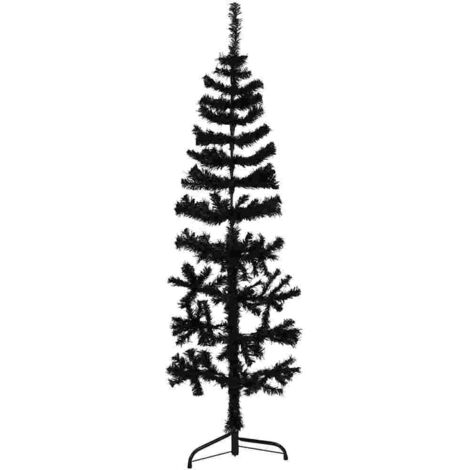 vidaXL Albero Natale Artificiale Sottile a Metà e Supporto Nero 120 cm