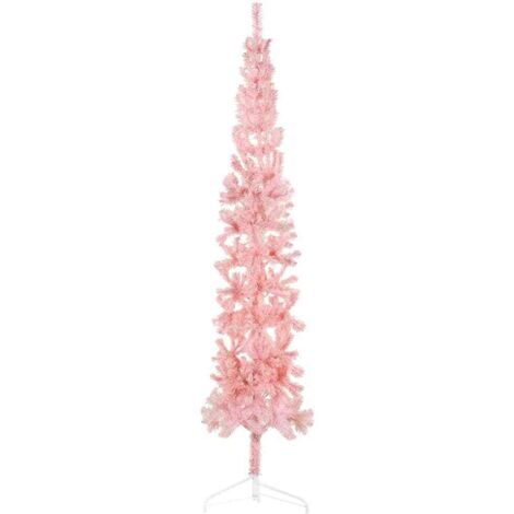 vidaXL Albero Natale Artificiale Sottile a Metà e Supporto Rosa 240 cm