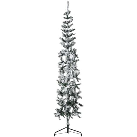 vidaXL Albero Natale Artificiale Sottile a Metà Neve Fioccata 210 cm