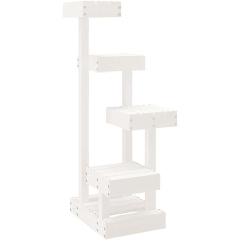 vidaXL Albero per Gatti Bianco 45,5x49x103cm in Legno Massello di Pino