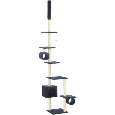vidaXL Albero per Gatti con Pali Tiragraffi in Sisal 260 cm Blu Scuro