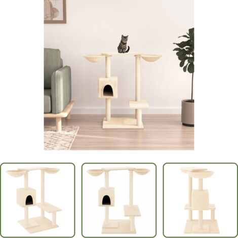 vidaXL Albero per gatti con tiragraffi -  Albero per Gatti con Tiragraffi Crema 82 cm