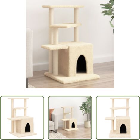 vidaXL Albero per gatti con tiragraffi -  Albero per Gatti con Tiragraffi in Sisal Crema 83,5 cm