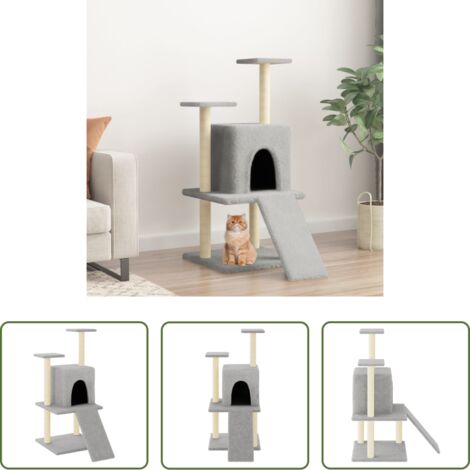 vidaXL Albero per gatti con tiragraffi -  Albero per Gatti con Tiragraffi in Sisal Grigio Chiaro 110 cm