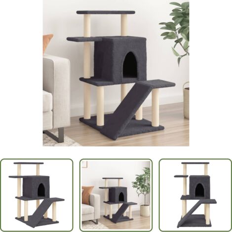 vidaXL Albero per gatti con tiragraffi -  Albero per Gatti con Tiragraffi in Sisal Grigio Scuro 97 cm