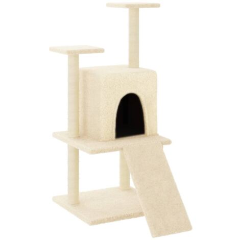 vidaXL Albero per Gatti con Tiragraffi in Sisal Crema 110 cm