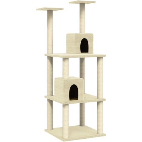 vidaXL Albero per Gatti con Tiragraffi in Sisal Crema 141 cm