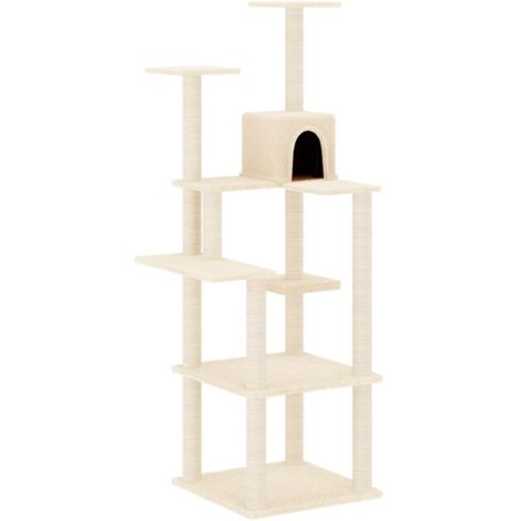 vidaXL Albero per Gatti con Tiragraffi in Sisal Crema 153 cm