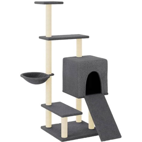 vidaXL Albero per Gatti con Tiragraffi in Sisal Grigio Scuro 130,5 cm