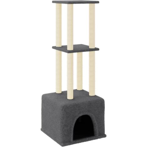 vidaXL Albero per Gatti con Tiragraffi in Sisal Grigio Scuro 133,5 cm