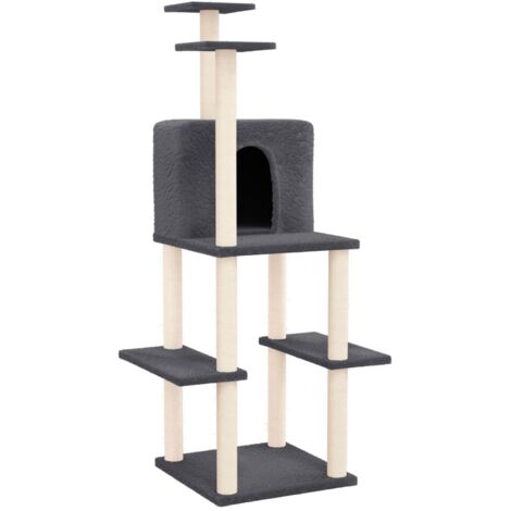 vidaXL Albero per Gatti con Tiragraffi in Sisal Grigio Scuro 144,5 cm