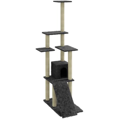 vidaXL Albero per Gatti con Tiragraffi in Sisal Grigio Scuro 155 cm