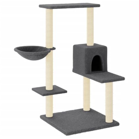 vidaXL Albero per Gatti con Tiragraffi in Sisal Grigio Scuro 95 cm