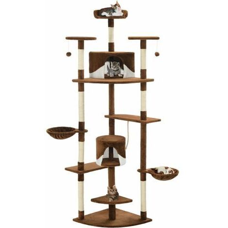 vidaXL Albero per Gatti e Tiragraffi in Sisal 203 cm Marrone e Bianco