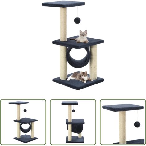 vidaXL Albero per gatti in sisal -  Albero per Gatti con Tiragraffi in Sisal 65 cm Blu Scuro