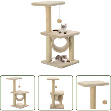 vidaXL Albero per gatti sisal -  Albero per Gatti con Tiragraffi Sisal 65 cm Beige