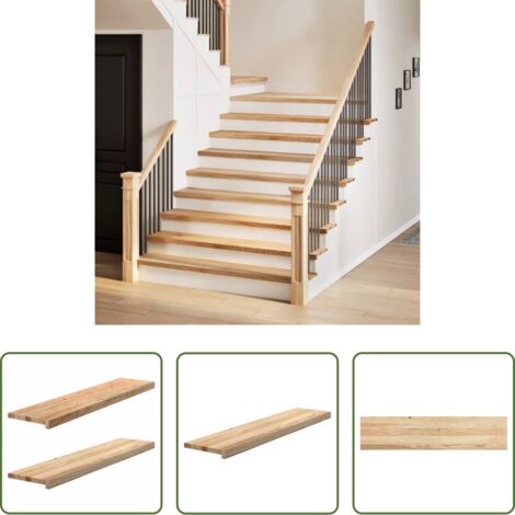 vidaXL Alféizares de madera -  Peldaños escalera 2 uds sin tratar 110x30x2cm