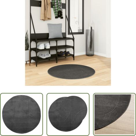 vidaXL Alfombra antideslizante -  Alfombra de pelo corto look escandinavo IZA antracita Ø 80 cm
